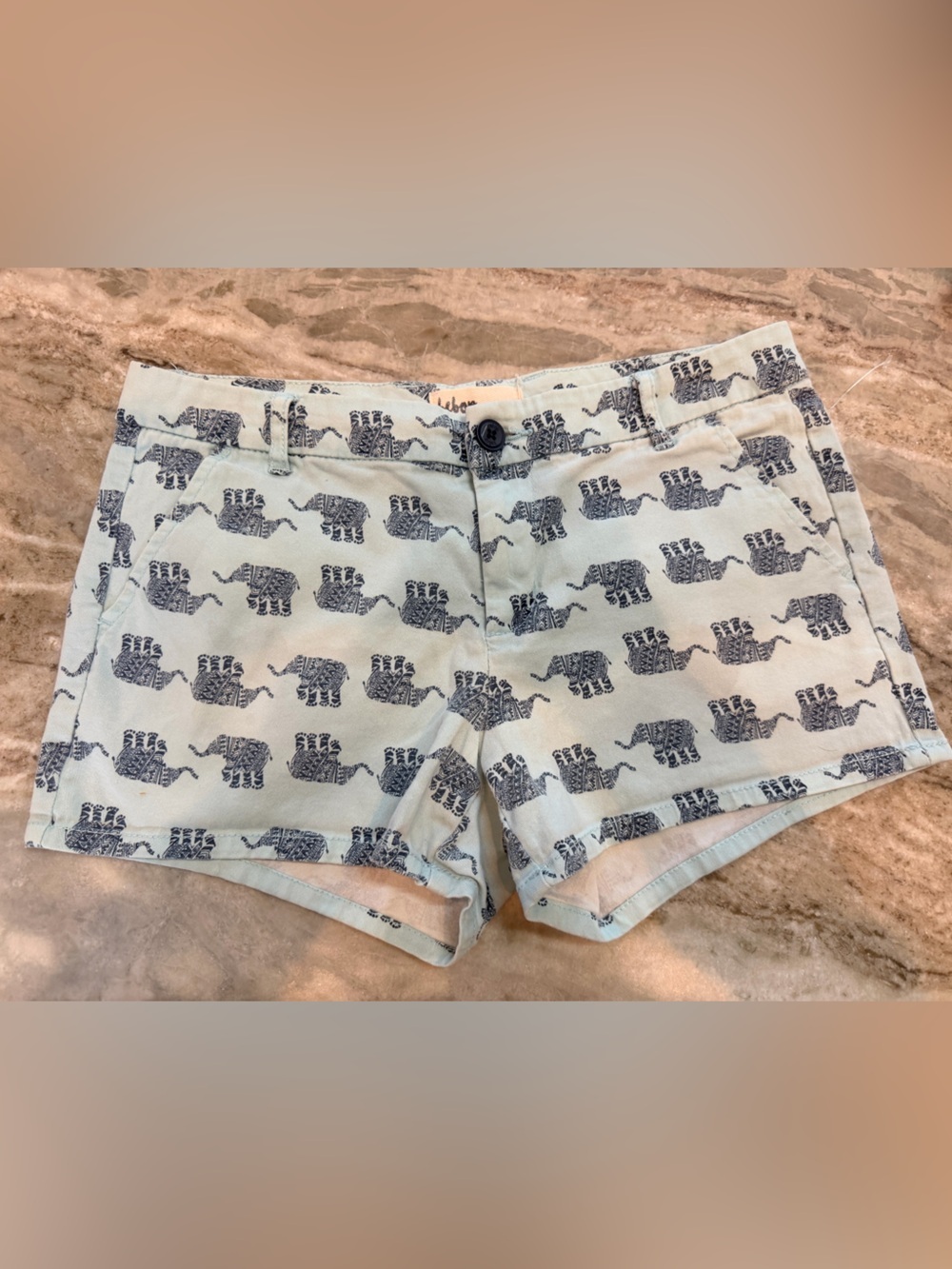 BeBop Mint Green Elephant Print Denim Shorts Size 29
